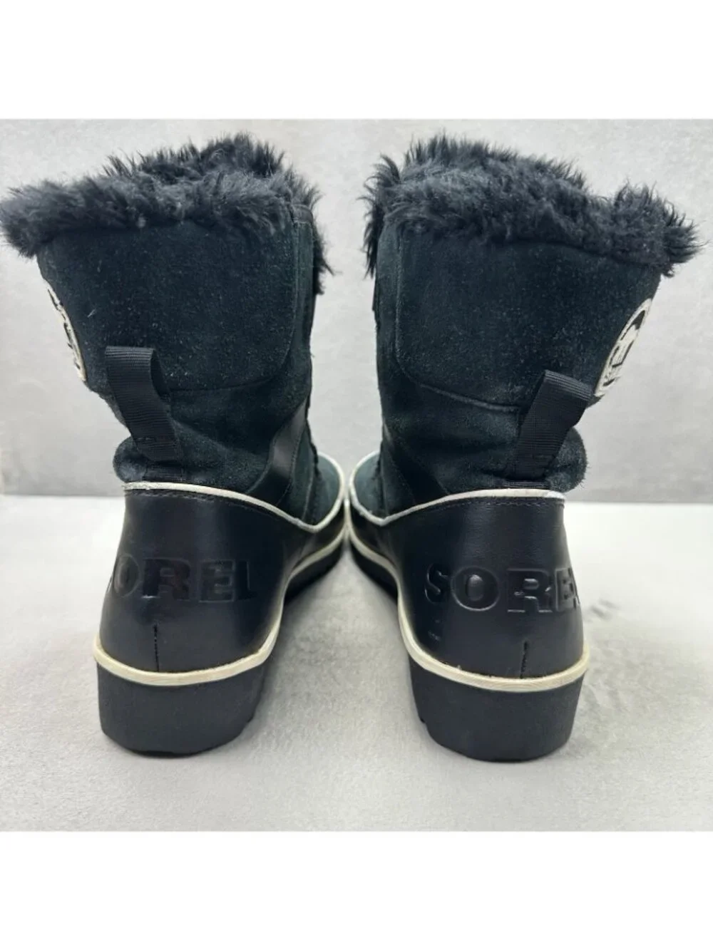 Sorel Tivoli II Womens Size 7‎ Boots Black Suede Mid Cut Waterproof Fleece Lined